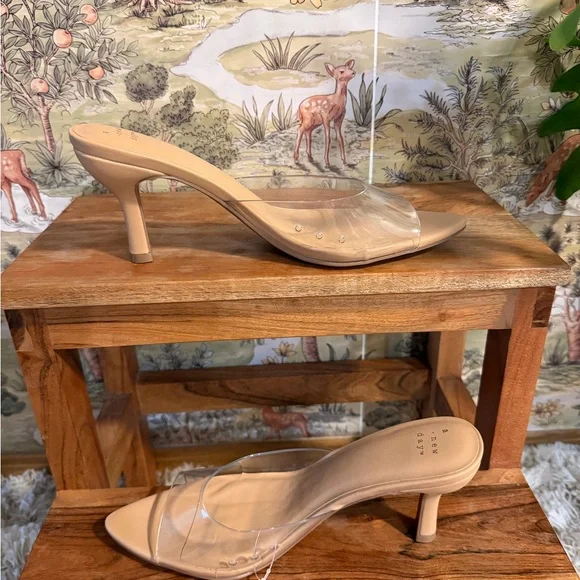a new day Clear and Tan Heeled Mules - Picture 3 of 6